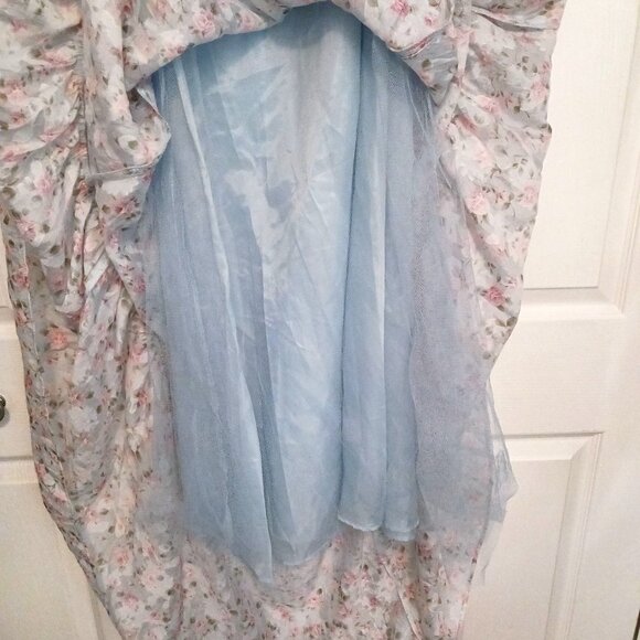 NEW Lulus Gorgeous Desire‎ Light Blue Floral Strapless High-Low Maxi Dress XS - Picture 10 of 16